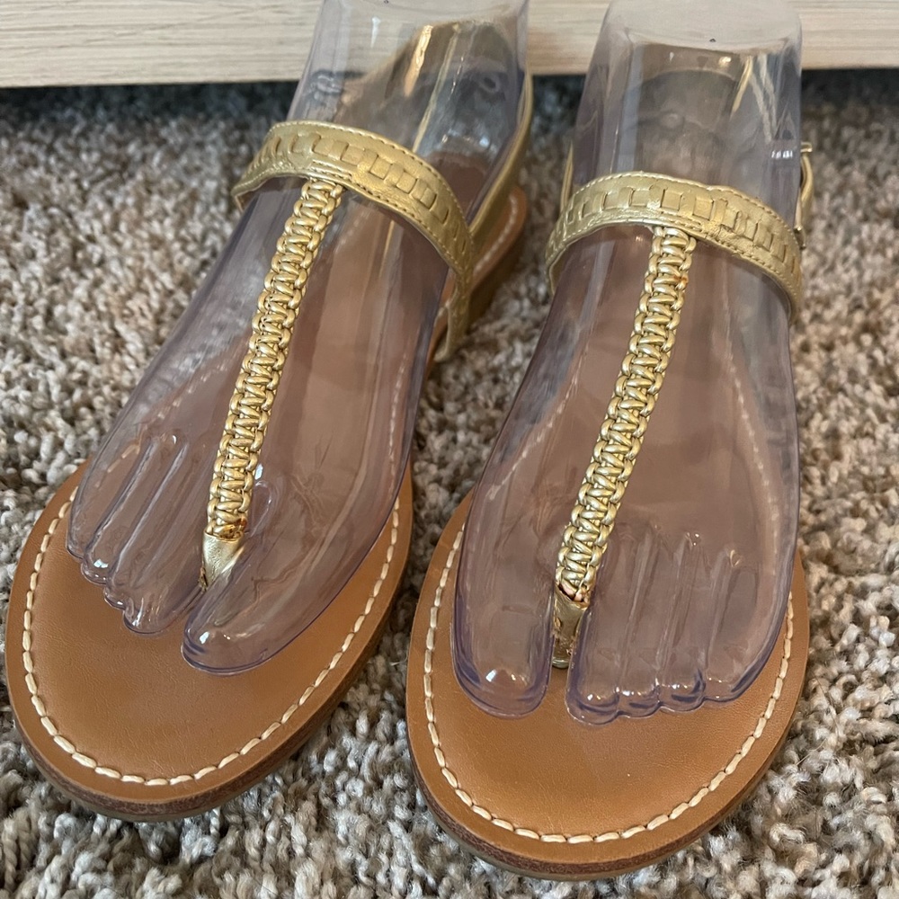 Gianni Bini Gold Flat Thong Sandals - Gently Worn - Size 8